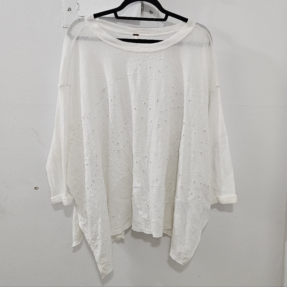 Free People Cotton Eyelet Sweater